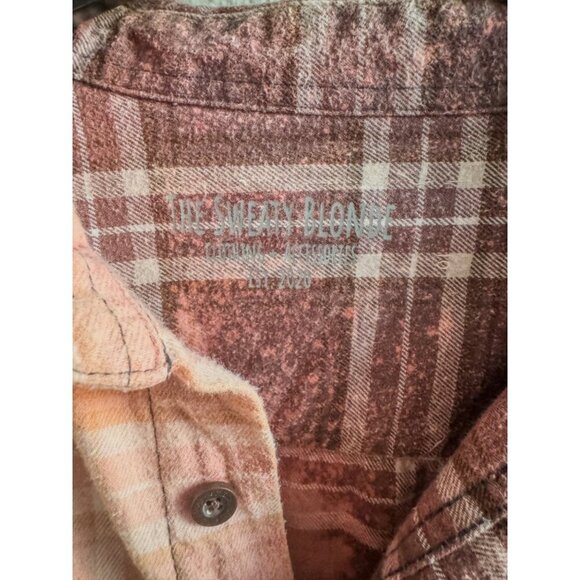 The Sweaty Blonde 100% Cotton Pink Purple Plaid Acid Washed Flannel OS - Picture 5 of 6